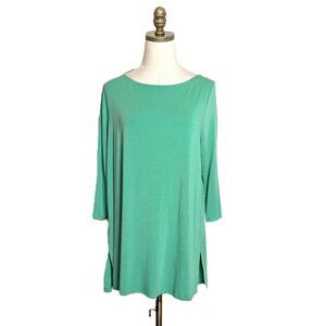 Eileen Fisher Tencel Jersey Boat Neck Tunic Top Size L 3/4 Sleeve Stretch